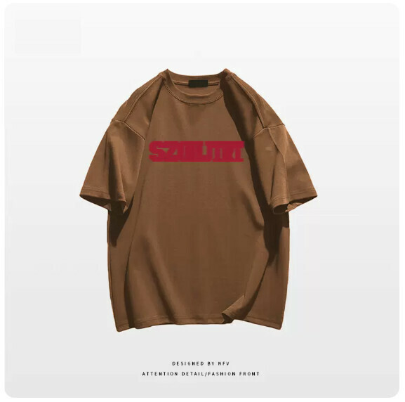 Crew neck T-shirt [M-3XL] [Brown-220g] (Contact customer service to confirm the shipping size after placing an order) 
