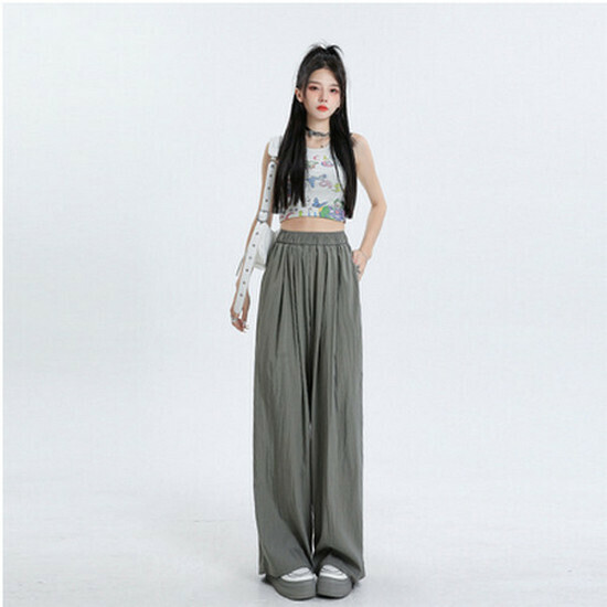 Hot selling pleated wide-leg pants [grey trousers] [XS-XL sizes] (please contact customer service to confirm the delivery size after placing the order)