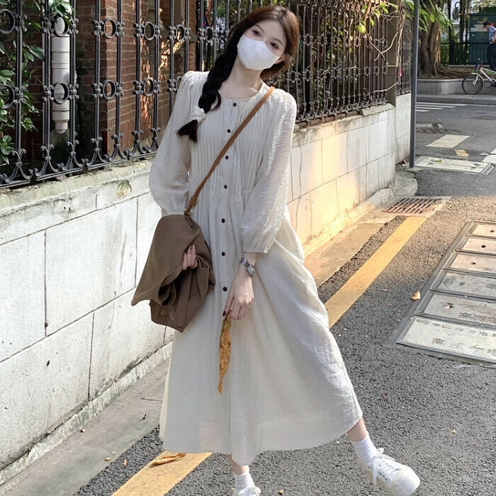 Hot selling long dress (size S-L) (apricot dress) (contact customer service after placing order to confirm delivery size)