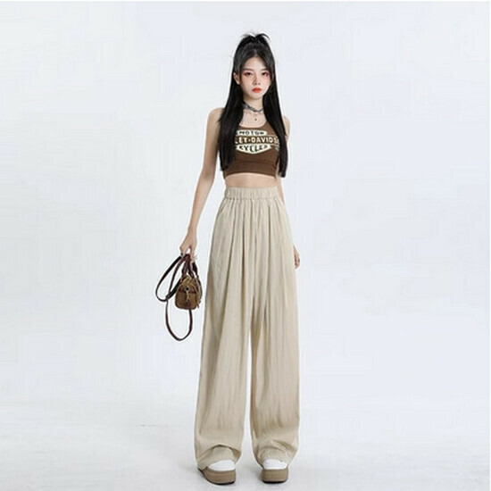 Hot selling pleated wide-leg pants [Apricot longer] [XS-XL sizes] (please contact customer service to confirm the delivery size after placing the order)