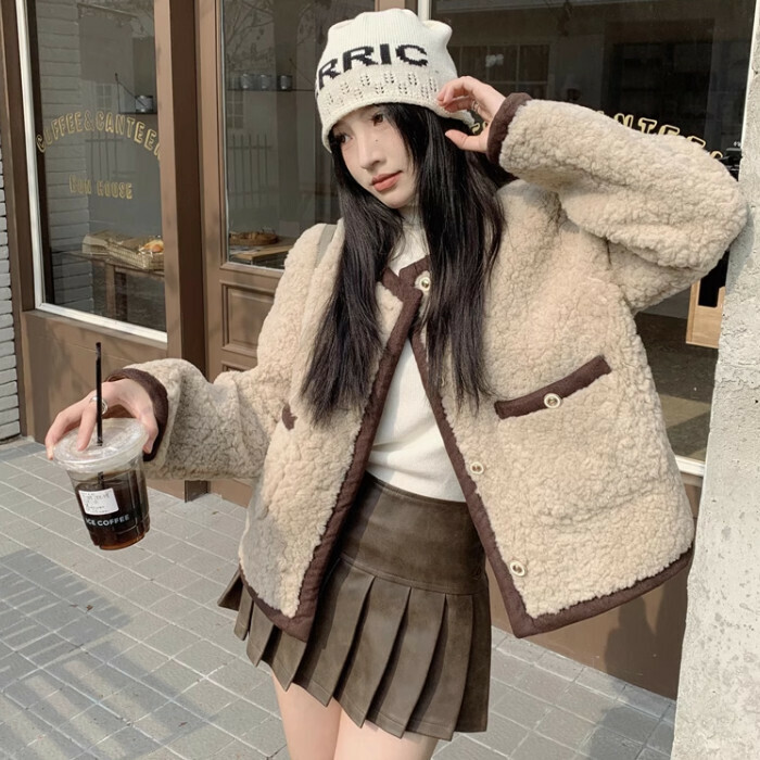熱賣羊羔毛外套(S-L碼)(淺咖色)(下單後聯絡客服確認發貨尺碼)