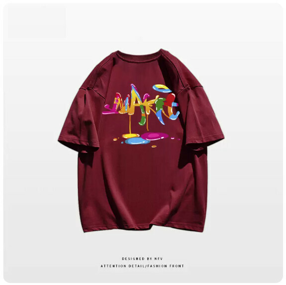 Crew neck T-shirt [M-3XL] [burgundy - 220g] (contact customer service to confirm the shipping size after placing an order) 