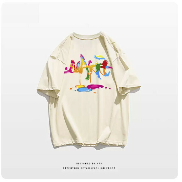 Crew neck T-shirt [M-3XL] [Apricot - 220g] (contact customer service to confirm the shipping size after placing an order) 