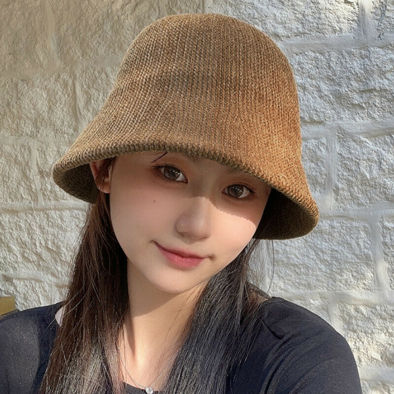 Hot selling color block bucket hat basin hat [E-510CHT ginger plain fisherman hat knitted hat] [one size fits all]