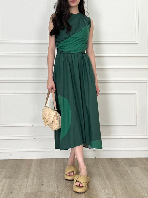 LIVIANA CONTI 抓皺洋裝(綠)