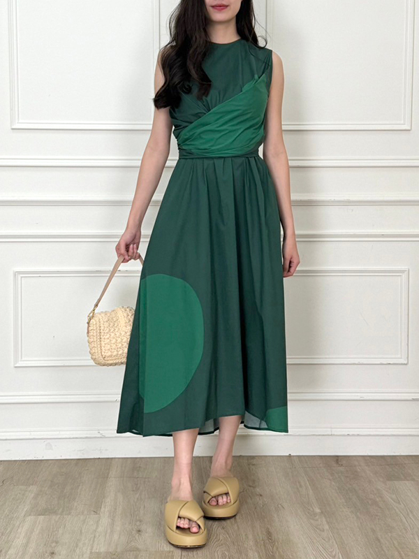 LIVIANA CONTI 抓皺洋裝(綠)