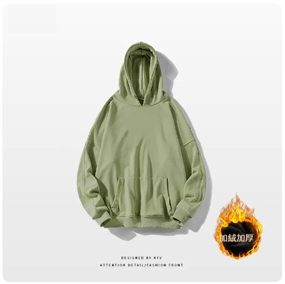 激抵圓領衛衣【M-3XL】【豆綠色-加絨加絨】(下單後聯絡客服確認發貨尺碼) 