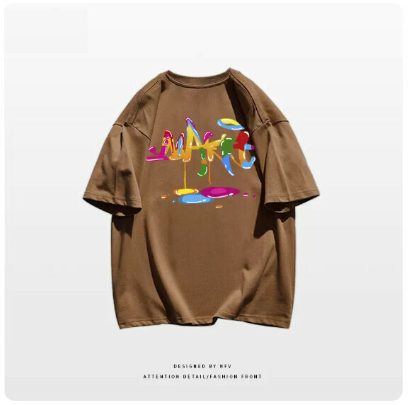 Crew neck T-shirt [M-3XL] [Brown-220g] (Contact customer service to confirm the shipping size after placing an order) 