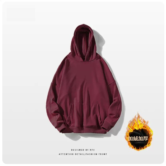 熱賣圓領衛衣【M-3XL】【酒紅色-加絨加絨】(下單後聯絡客服確認發貨尺碼) 
