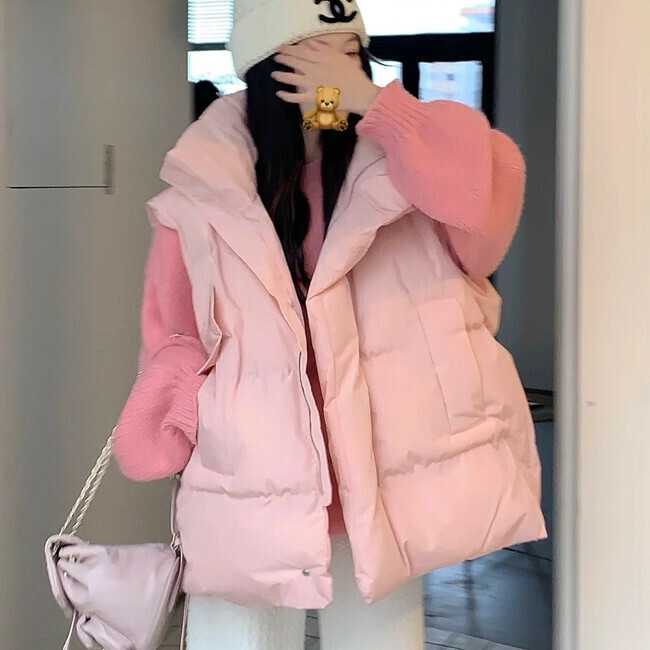熱賣羽絨服無袖馬甲(均碼)(粉色馬甲)