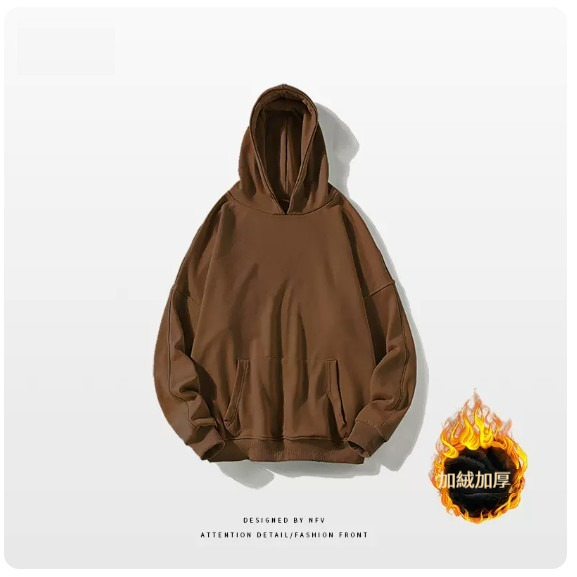 熱賣圓領衛衣【M-3XL】【棕色-加絨加絨】(下單後聯絡客服確認發貨尺碼) 