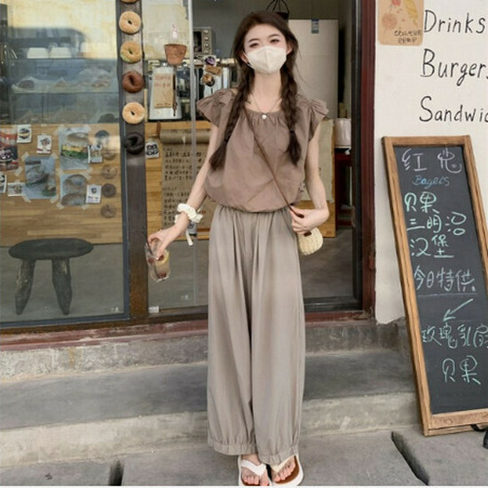 Hot selling pleated wide-leg pants [grey] [M-L size] (please contact customer service to confirm the delivery size after placing the order)