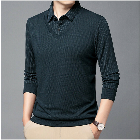 Long-sleeved lapel knit sweater [HQ6609 Haqing] size [M-4XL] [Contact customer service to confirm the shipping size after placing an order]