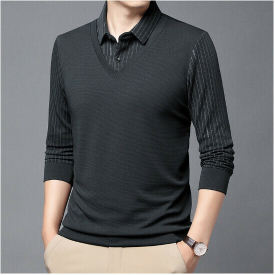 Long-sleeved lapel knit sweater [HQ6609 dark gray] size [M-4XL] [contact customer service to confirm shipping size after placing an order]