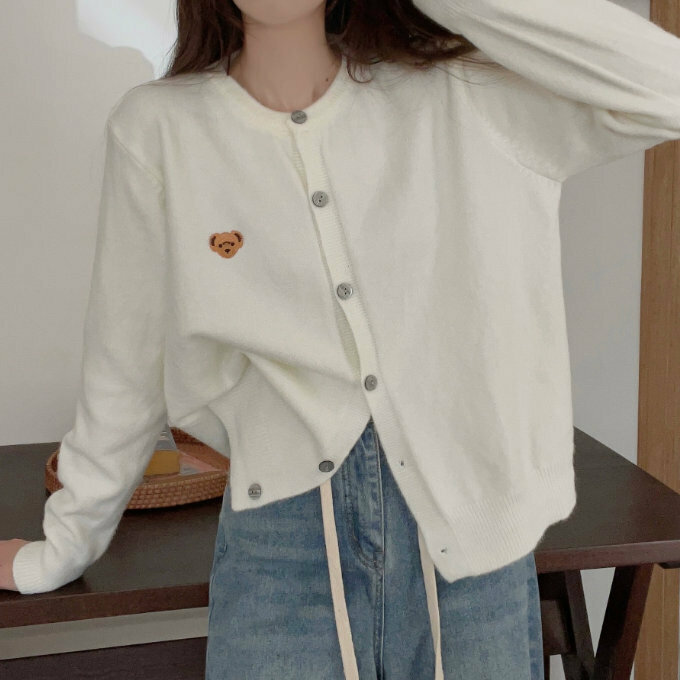 Hot Selling Knitted Cardigan Sweater (One Size) (White)