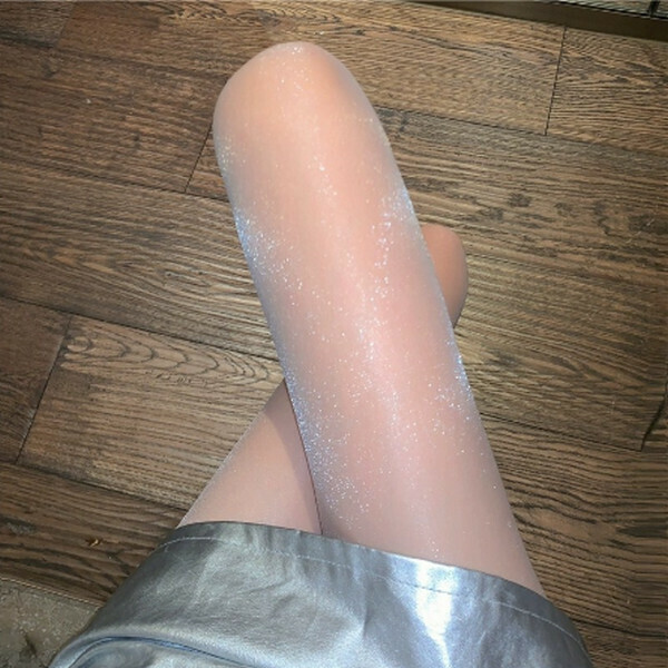Bright pearlescent stockings transparent bare leg anti-hook socks [white (pearlescent shiny)] [one size]