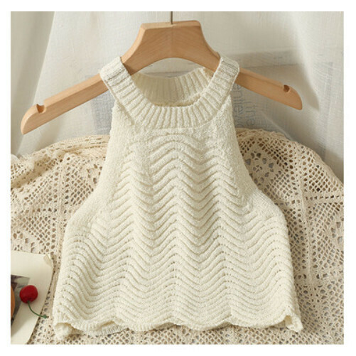 Halterneck Knitted Camisole (White) (One Size)