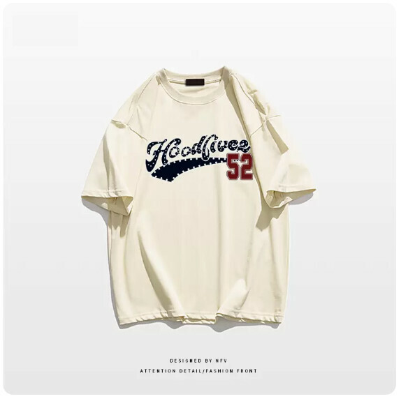 Crew neck T-shirt [M-3XL] [Apricot - 220g] (contact customer service to confirm the shipping size after placing an order) 