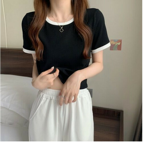 Crew neck short sleeve T-shirt [black] size [M size - XXL size] [Contact customer service to confirm the shipping size after placing an order]