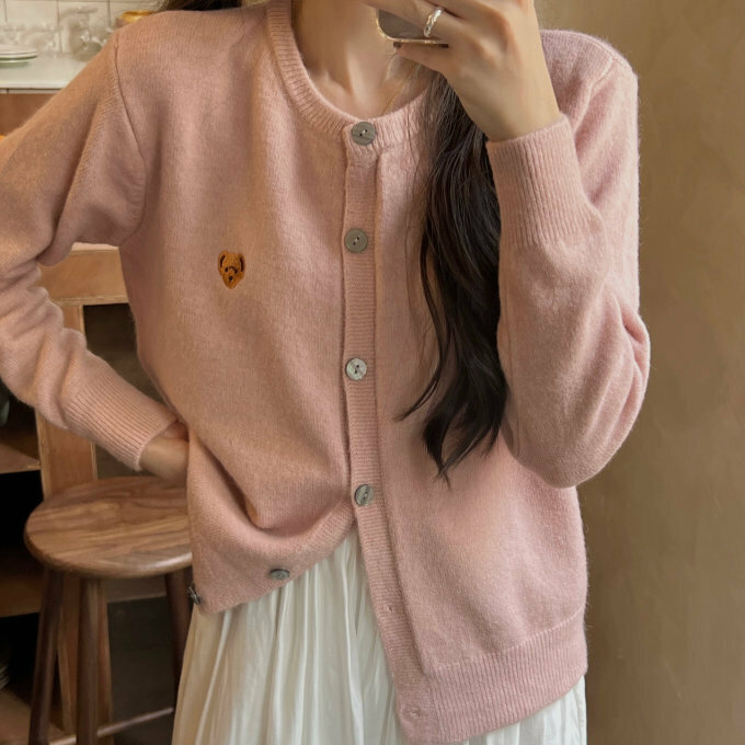 Hot selling knitted cardigan sweater (one size fits all) (pink)