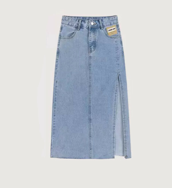 Slit denim skirt #Single piece (blue) (size M-4XL) (contact customer service to confirm size after placing an order) 