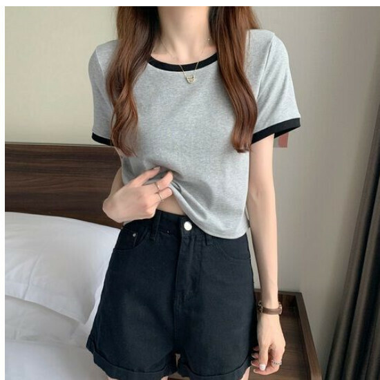 Crew neck short sleeve T-shirt [gray] size [M size - XXL size] [Contact customer service to confirm the shipping size after placing an order]