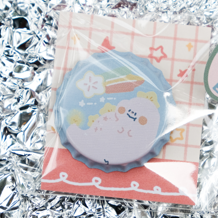 狗狗的小跳步，繪蹦砰｜瓶蓋胸章｜星星暴龍