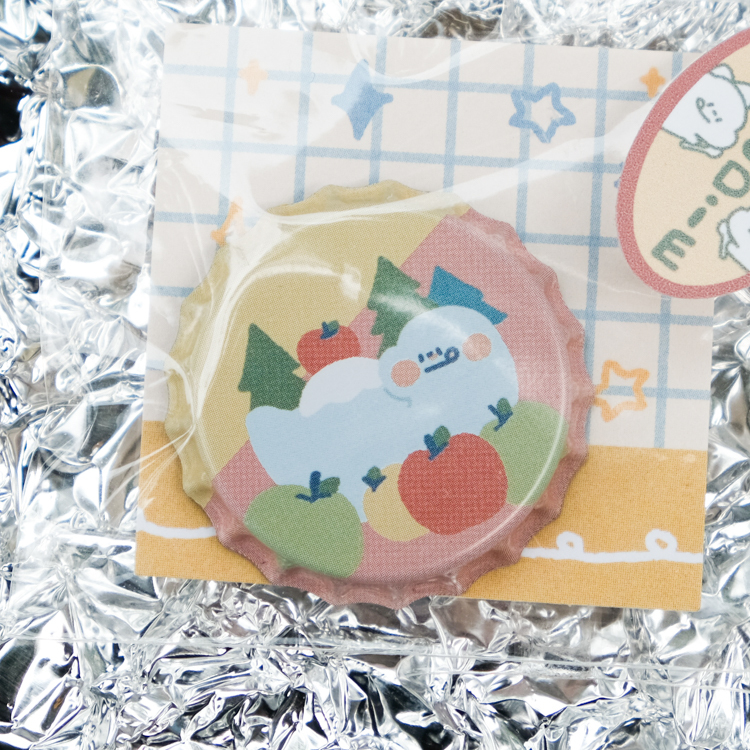 狗狗的小跳步，繪蹦砰｜瓶蓋胸章｜藍雷龍