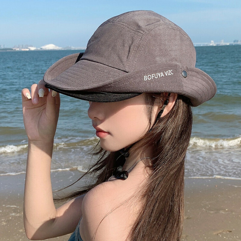 Hot selling double brim, one hat, two wear sun protection fisherman hat [DSM006 outdoor hiking hat dark gray] [adjustable 55-60CM]