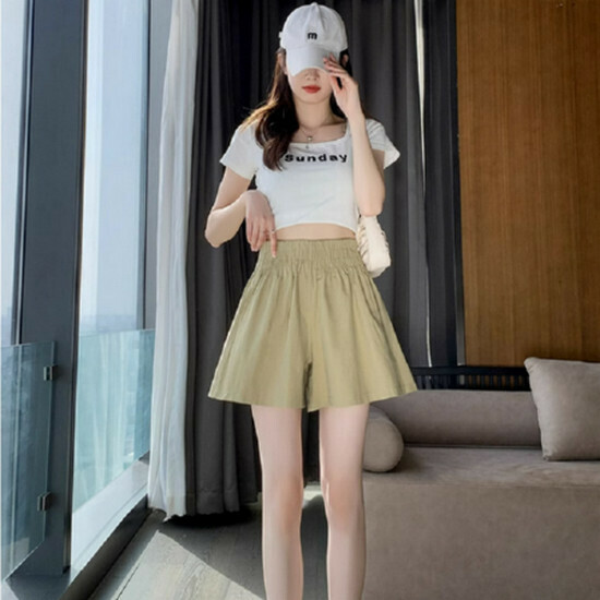 Hot selling five-cent flower bud pants [khaki] [S-2XL size] (please contact customer service to confirm the delivery size after placing the order)