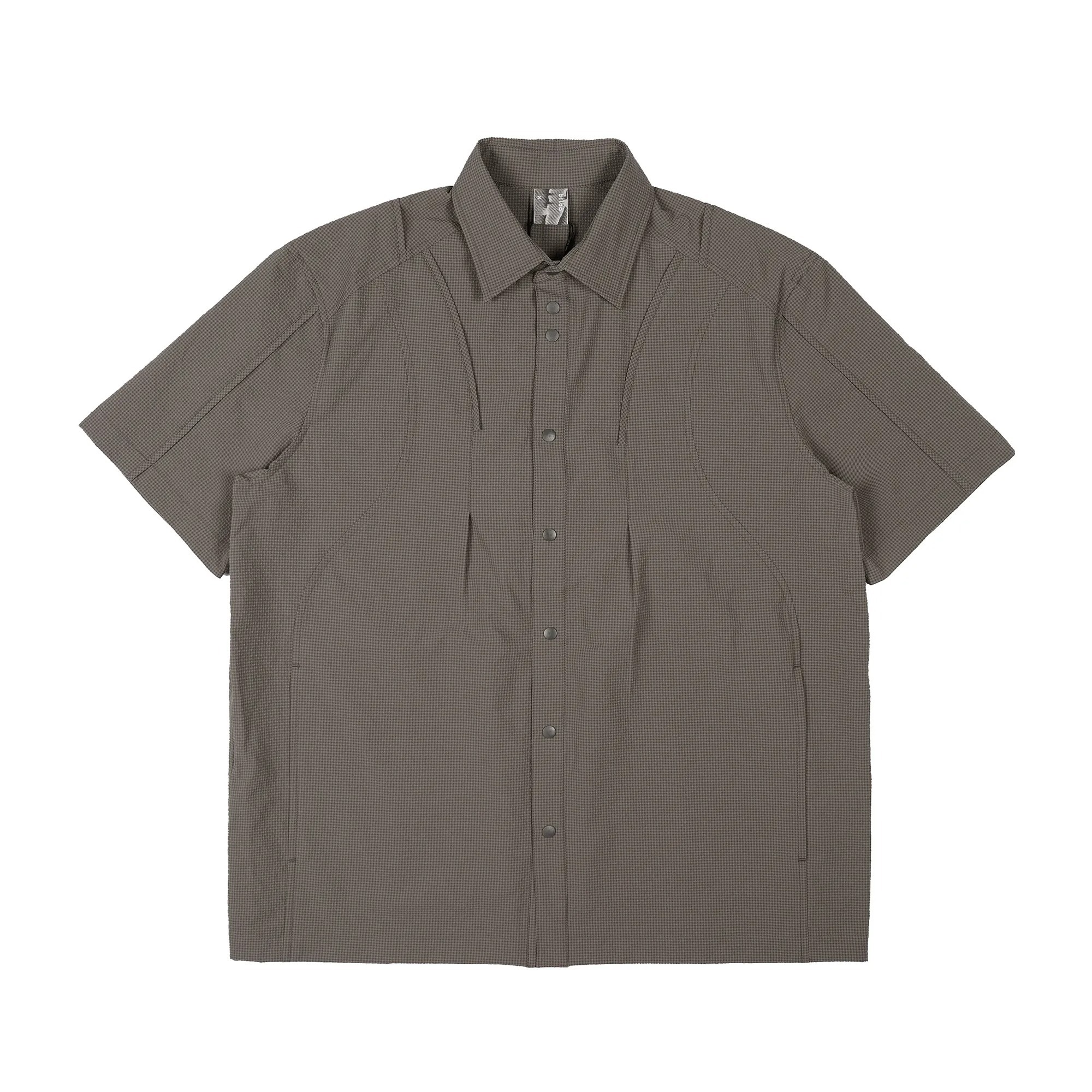 oqLiq Misaligned Short-Sleeved Shirt 咖啡色