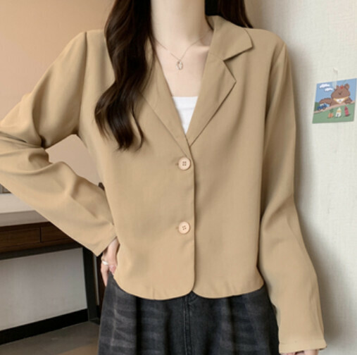 爆款韓版氣質西服襯衫（卡其色均碼）