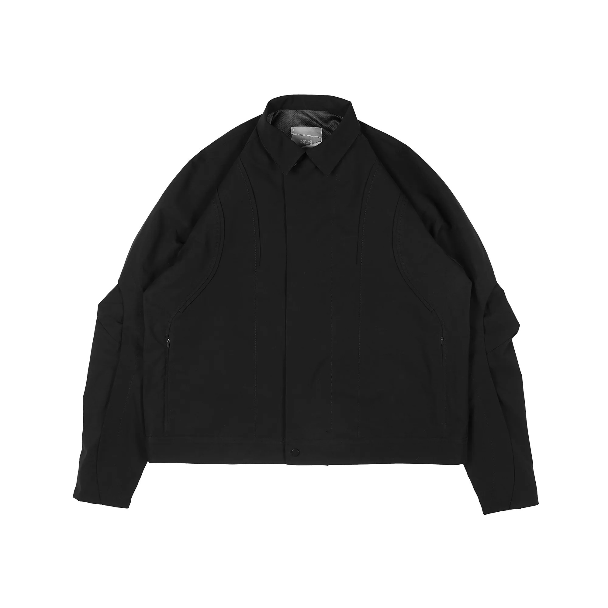oqLiq Pleated Sleeves Cropped Jacket 黑色