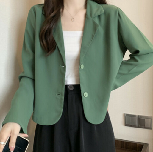 爆款韓版氣質西服襯衫（綠色均碼）