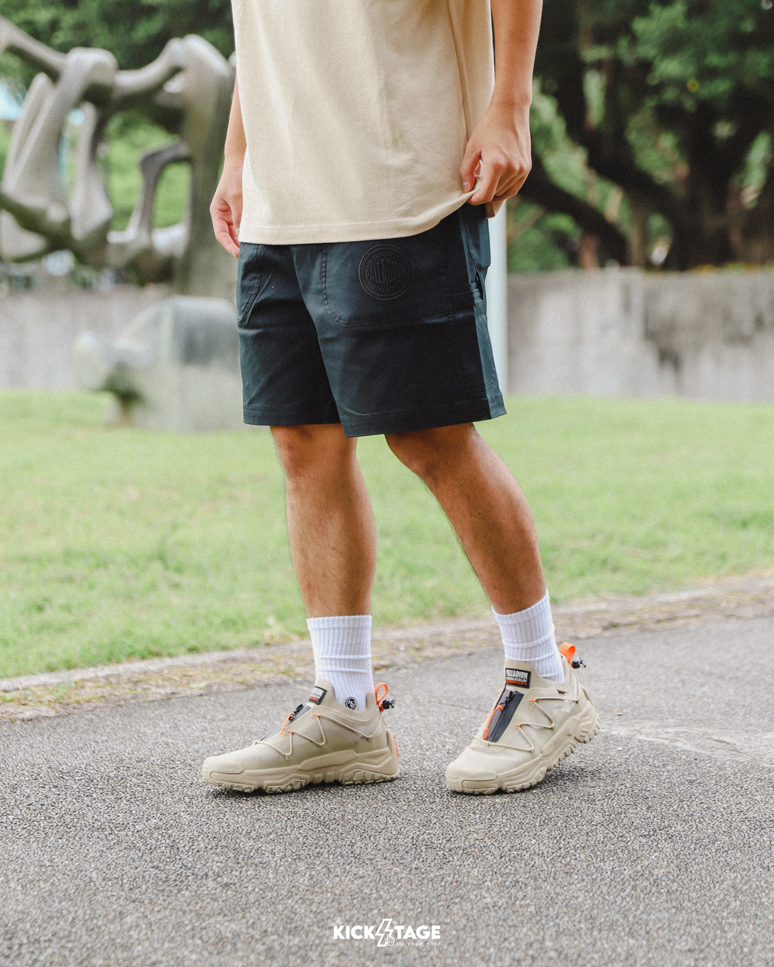 **特價商品售出無退換**男女款 PALLADIUM UTILITY SHORTS 鉛黑色 寬鬆 大口袋 機能 工裝 抽繩 短褲【109687-032】