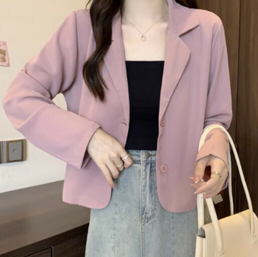 熱推韓版氣質西服襯衫（粉色均碼）