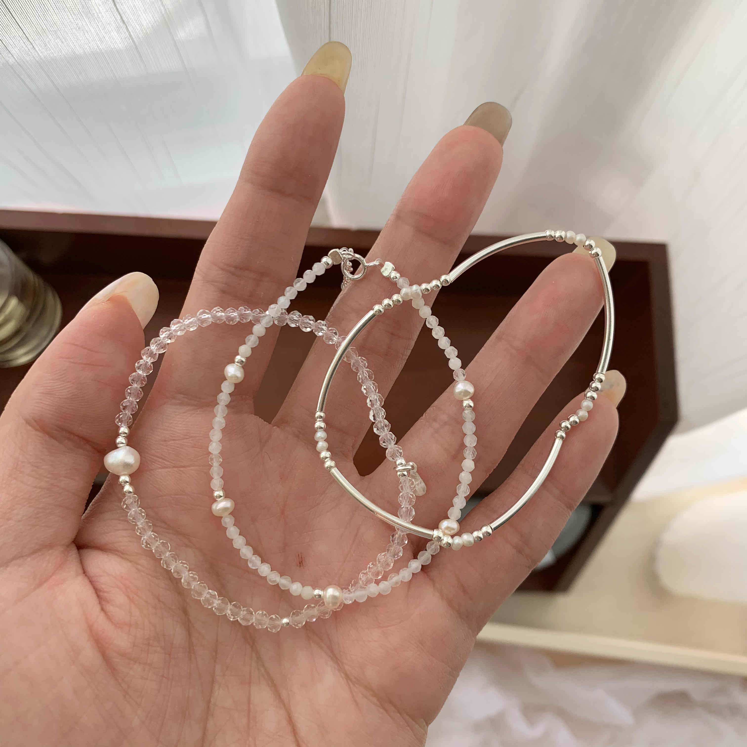 🇰🇷925 silver 夏日淡水珍珠串珠系列手鍊｜3 style