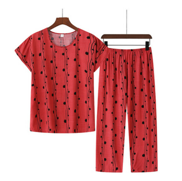 Summer middle-aged and elderly cotton silk suit (pink) [Size: XL-4XL] [Contact customer service to confirm the shipping size after placing an order]