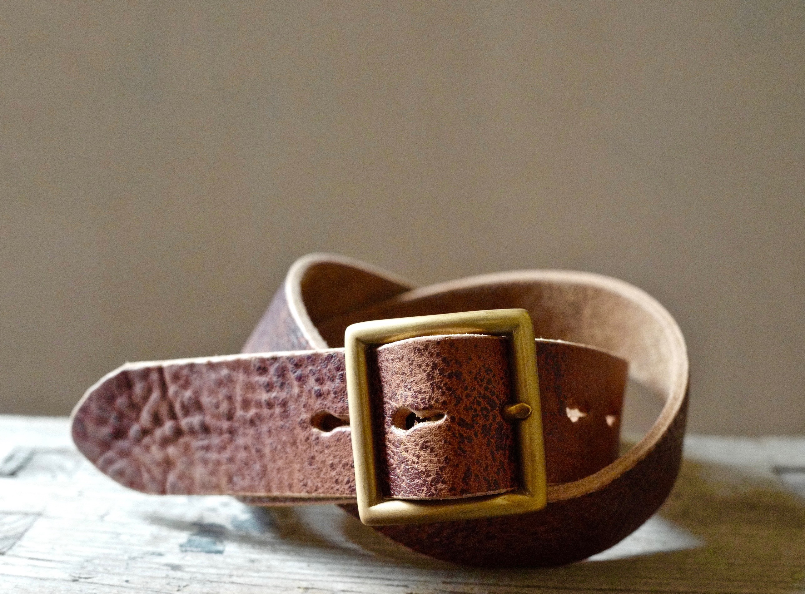 『Faith』S.F.K 狂野舊化皮面 棕色植鞣革皮帶 Wild belt (XS-XXL) 須事先詢問現貨數量