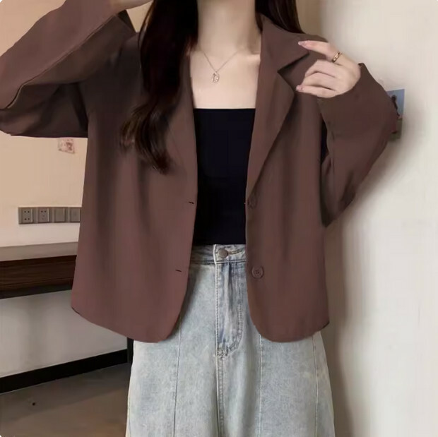 熱推韓版氣質西服襯衫（咖色均碼）