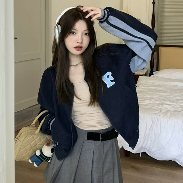 熱賣棒球服外套(S-L碼)(藍色)(下單後聯絡客服確認發貨尺碼)