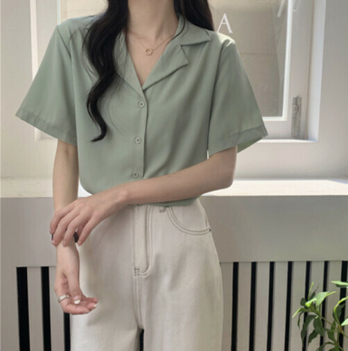 熱推西裝領女襯衫（綠色均碼）