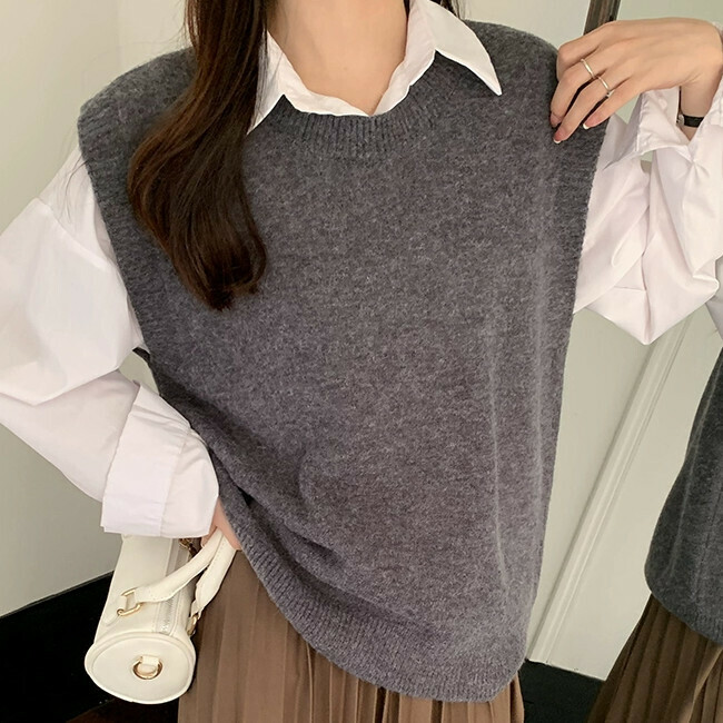 Hot Selling Loose Sweater Vest (One Size) (Gray)