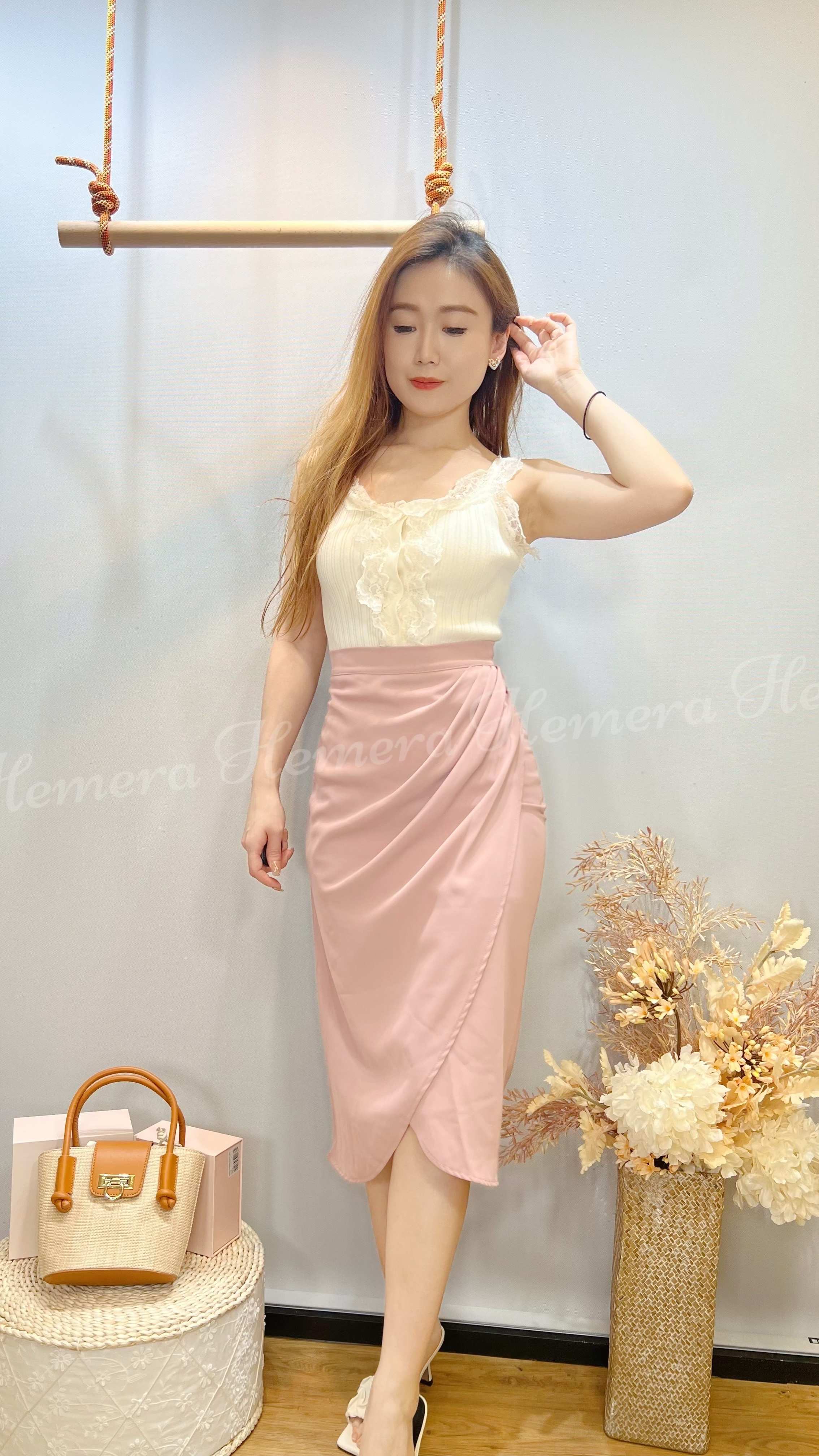 IN STOCK: SK24W0535 西裝料中長版魚尾中開叉半身裙