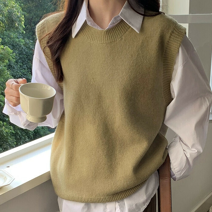 Hot Selling Loose Sweater Vest (One Size) (Green)