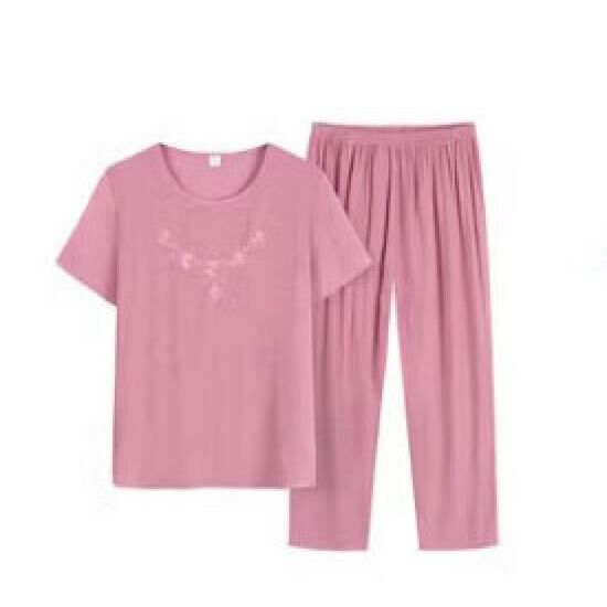 Summer middle-aged and elderly cotton silk suit (pink) [Size: XL-4XL] [Contact customer service to confirm the shipping size after placing an order]