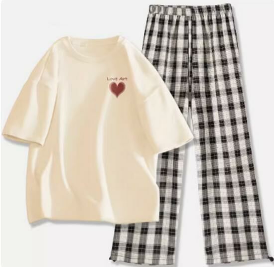 Hot selling short-sleeved T-shirt wide-leg pants suit [Milk White (Aiyixin) + Black and White Pants] [S-2XL Size] (please contact customer service to confirm the delivery size after placing the order)