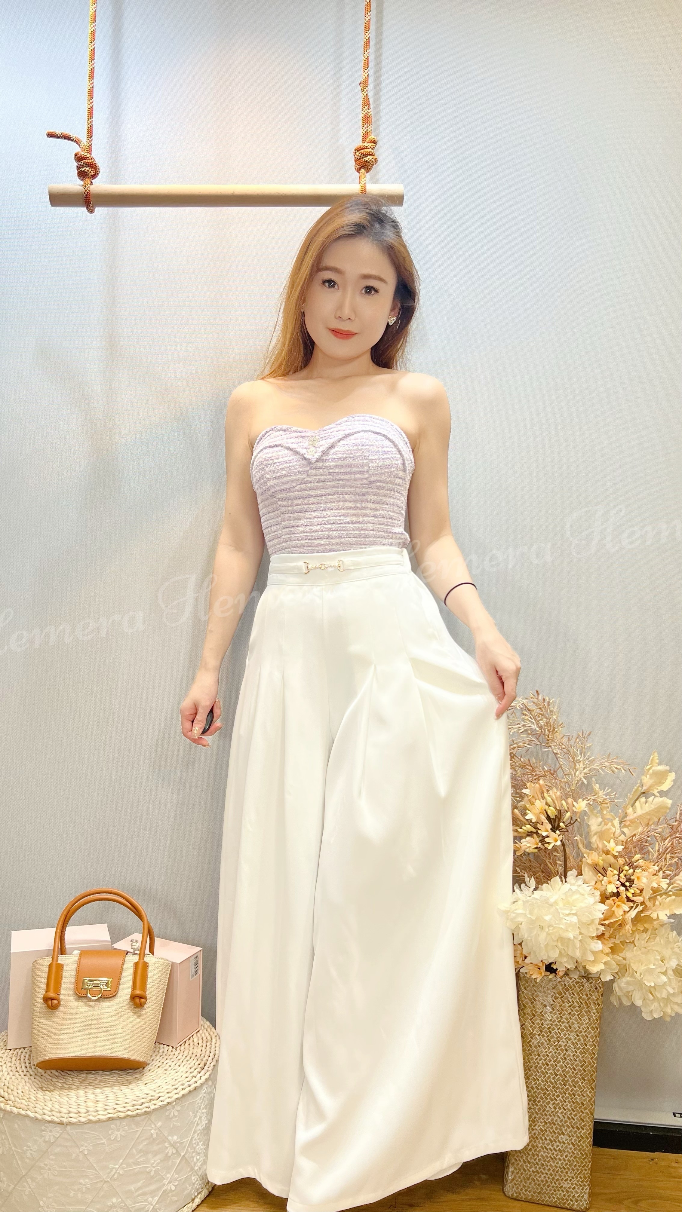 PT24W0537 超顯瘦金扣闊筒褲