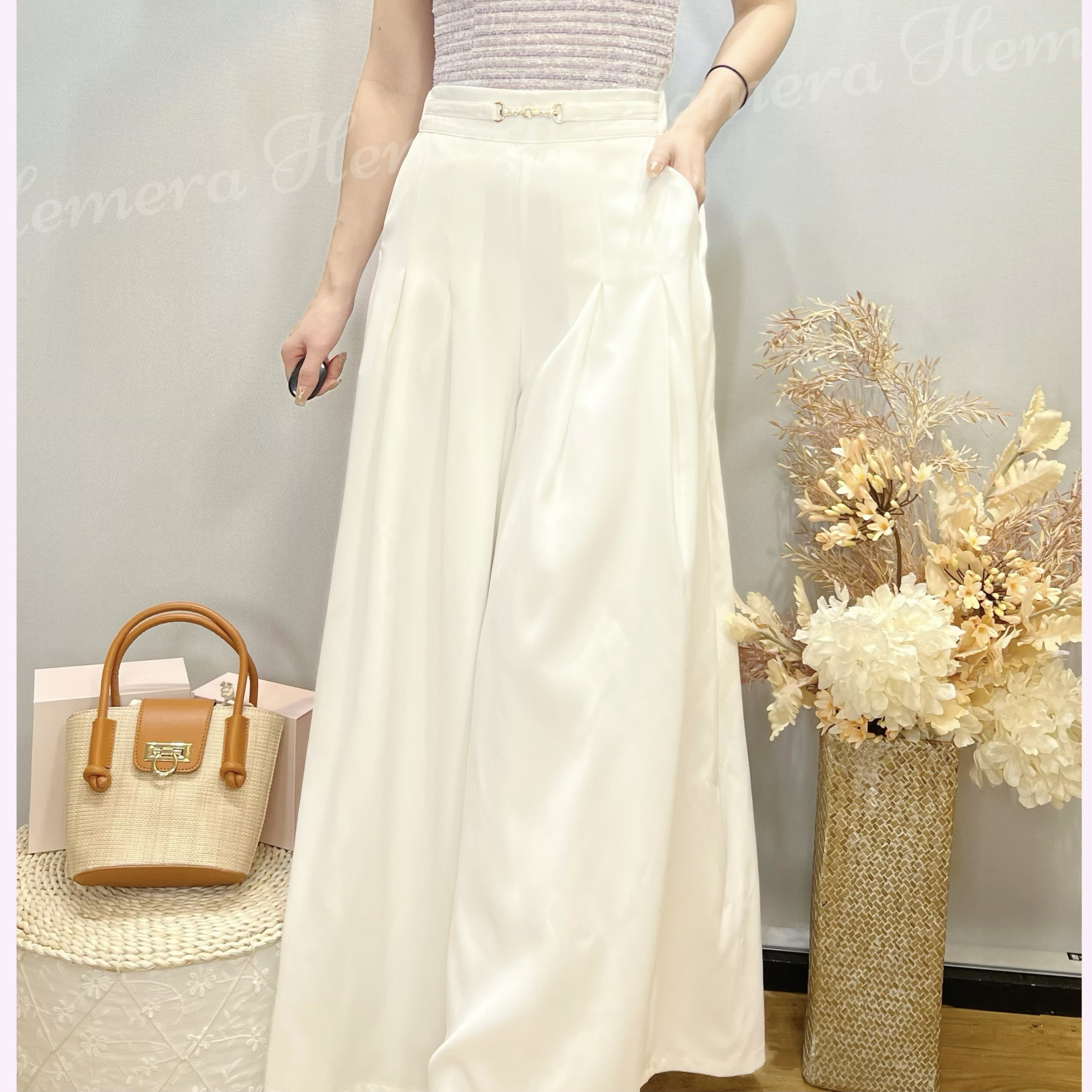 PT24W0537 超顯瘦金扣闊筒褲