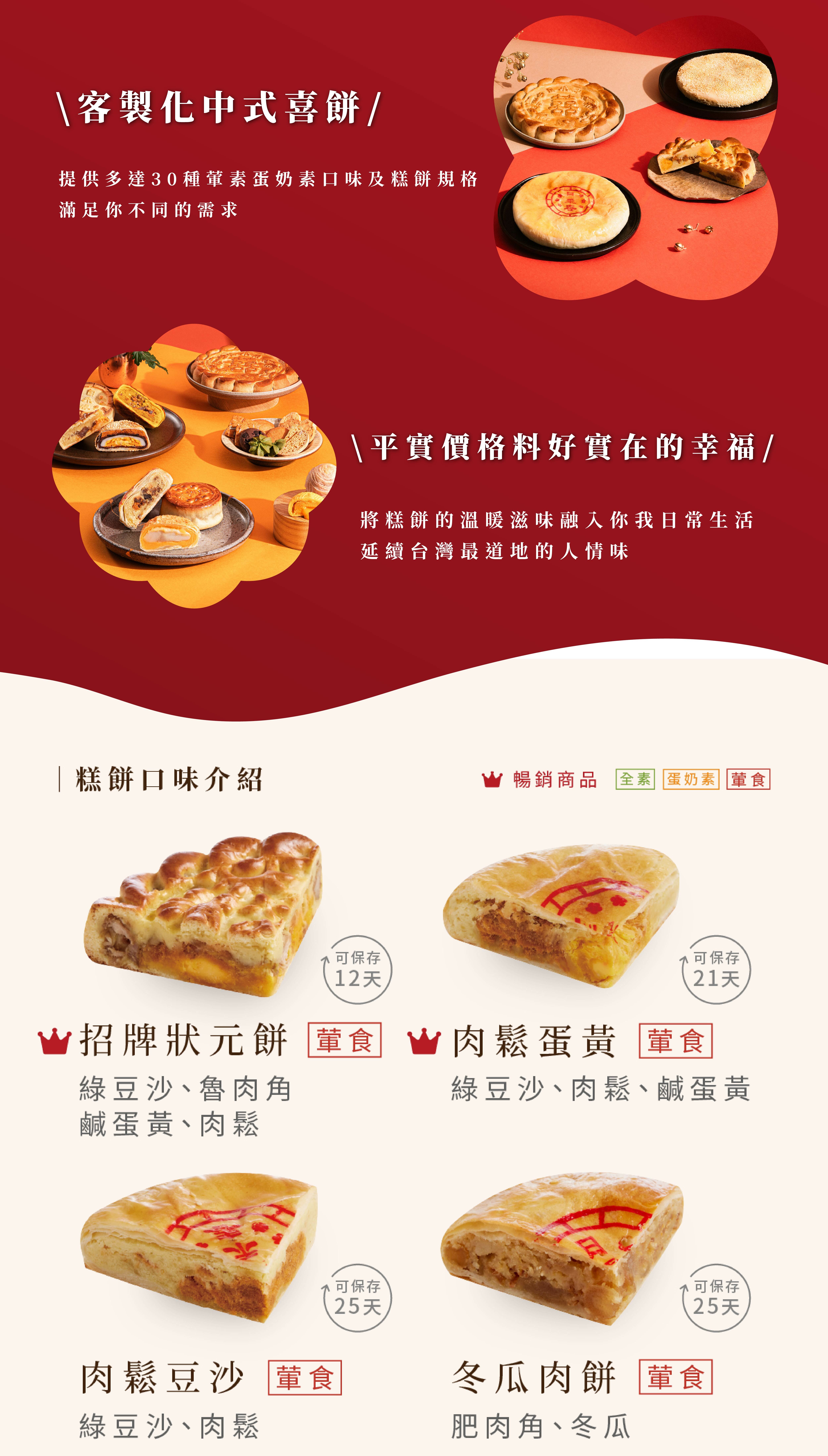 日禾春中式喜餅,24種葷素蛋奶素糕餅口味可選擇